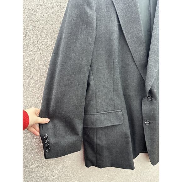 Executive Collection Mens Suit Coat Size 46R Gray Two Button Up Single Breasted - Picture 2 of 13